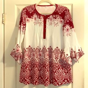 Floral wine bell sleeve tunic💕